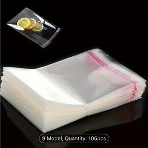 105pcs Self-Adhesive Clear Resealable Plastic Bags